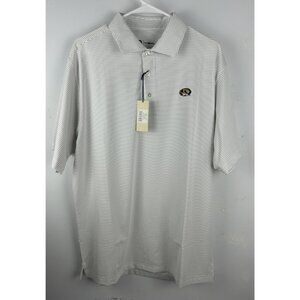 Onward Reserve Mens L Mizzou Tigers White Gray Stripe Polo Shirt New Missouri